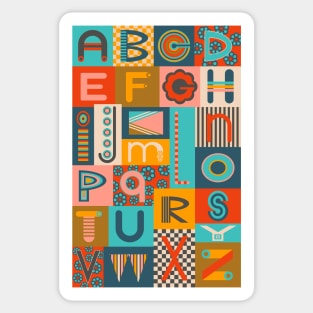 GEOMETRIC ABCs Retro Mod Geometric Graphic Alphabet Lettering - UnBlink Studio by Jackie Tahara Sticker